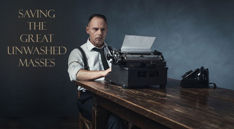 The Great Unwashed Masses Man at typewriter