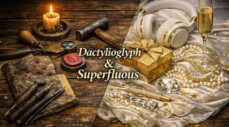 Two Words: Dactylioglyph & Superfluous